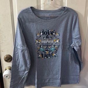 *FINAL* CROFT & BARROW THE CLASSIC TEE: HANUKKAH: BLUE: NWT: SZ XXL PETITE